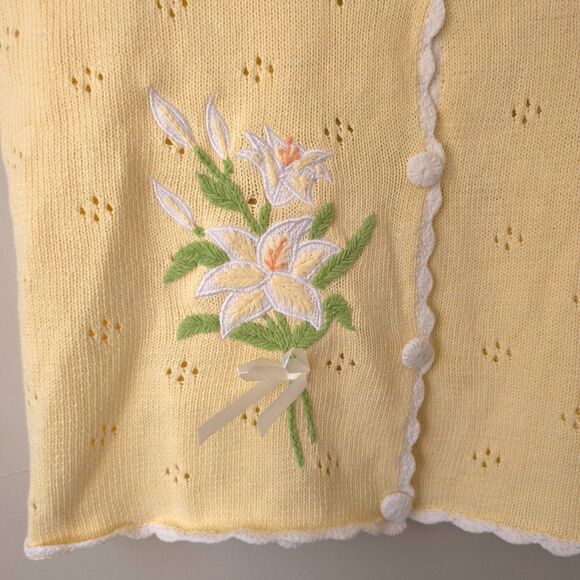 Vintage Mandal Bay Yellow Cardigan Button Up Grannycore Grandmacore Floral XL - Picture 3 of 11